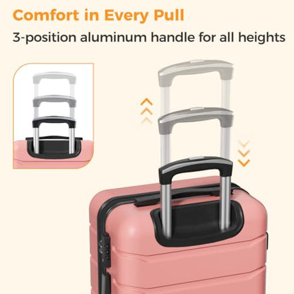 NEWBULIG 24 Inch Checked Luggage, Hard Shell Suitcase with Wheels, Pink - color: Pink, size: 24 Inch