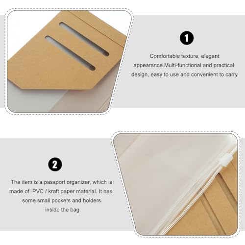 Kraft Paper Passport Holder Wallet Passport Wallet for Travel Organizer Pouch for Id Card Credit Card Ticket Documents 7.48 X 4.92 in 4 Kraft Paper 4 Pvc