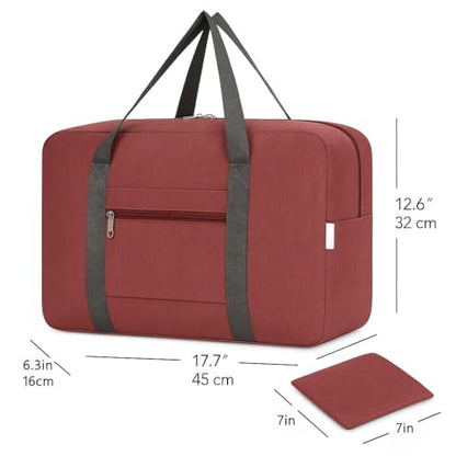 Lightweight Foldable Travel Duffel Bag – Compact Carry-On Luggage for Overnight Trips, Unisex Weekender Bag (red)