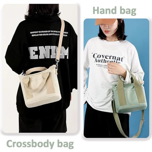 Small Tote Bag with Zipper, 2024 Canvas Multi-Pocket Crossbody Bag Shoulder Bag Satchel Hobo Bag Messenger Bag - color: Army Green, size: Large