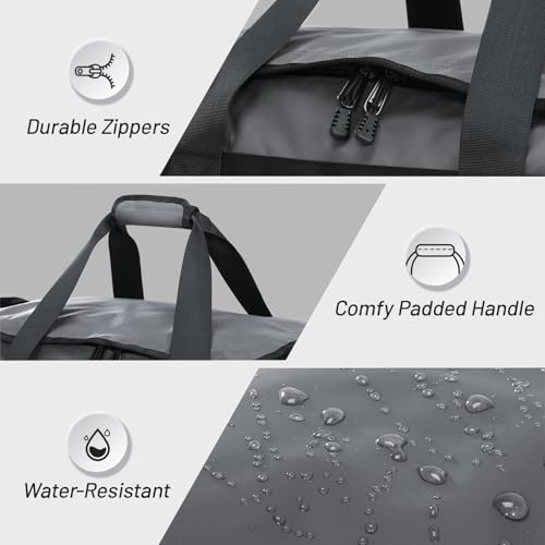 MIER Men's 60L Gym Duffle Bag Large Weekender Travel Duffel Backpack, Gray - color: Grey