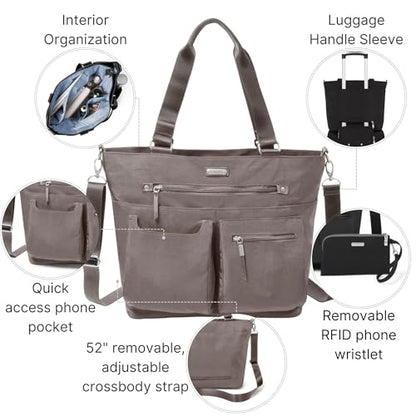 Baggallini Any Day Tote with RFID Phone Wristlet - color: Sterling Shimmer