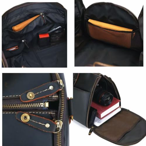 Carry On Garment Bag, Convertible Garment Bag Full Grain Leather Garment Bags for Travel with Shoe Pouch, 2 in 1 Hanging Suitcase Suit Travel Bags for Men，Black - color: black