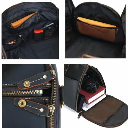 Carry On Garment Bag, Convertible Garment Bag Full Grain Leather Garment Bags for Travel with Shoe Pouch, 2 in 1 Hanging Suitcase Suit Travel Bags for Men，Black - color: black