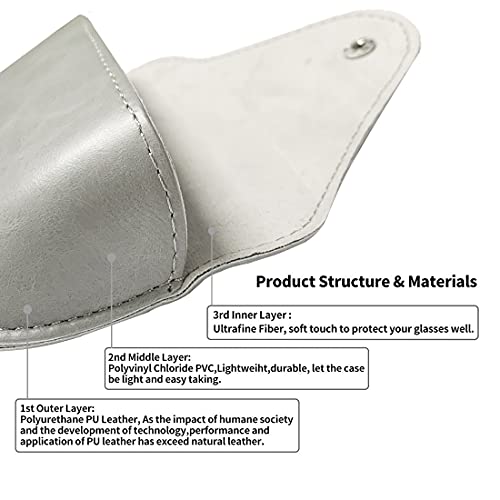 LogHog Portable Leather Glasses Case,Flexible Sunglasses Pouch Slim Case for Women Men Horizontal Eyeglass Case - color: Button-gray