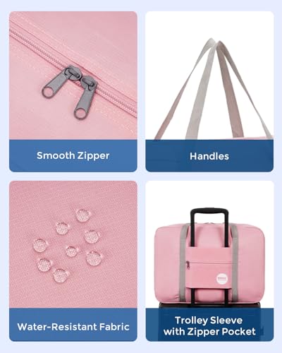 WANDF Personal Item Travel Bag, Carry On Duffle Bag Women - color: Coral Pink