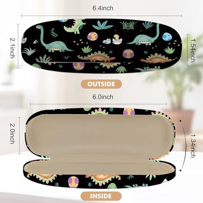 Glasses Case Hard Shell,Portable Protective Eyeglasses Case, Eyeglass Holder Box with Cleaning Cloth,for Women Men - color: Dinosaur