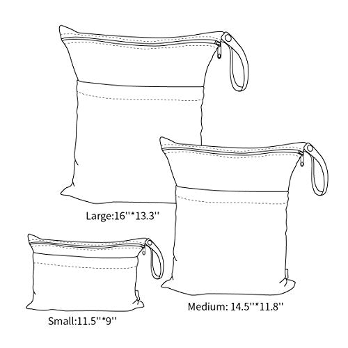 ALVABABY 3 Pack Wet Dry Bags for Cloth Diapers, Swimsuits & Gym Clothes, Waterproof Reusable Baby Diaper Bag with 2-Zippered Compartments, Hanging Strap, Machine Washable, Small/Medium/Large for Dayca - color: Flowers