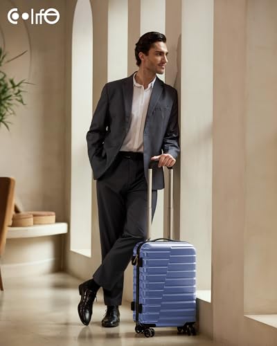 Coolife Lightweight Luggage with TSA Lock,Carry On Blue - color: Blue, size: Small(20in)