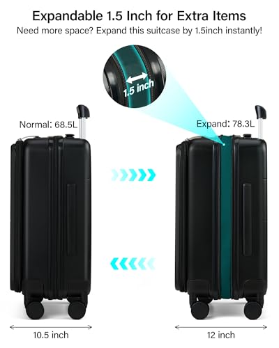 MILADA 24 Inch Checked Luggage, Expandable Hardshell Suitcase with 360° Spinner Wheels & TSA Lock, Lightweight Medium Rolling Luggage for Men and Women Travel, Black - color: Black, size: 24" Checked in