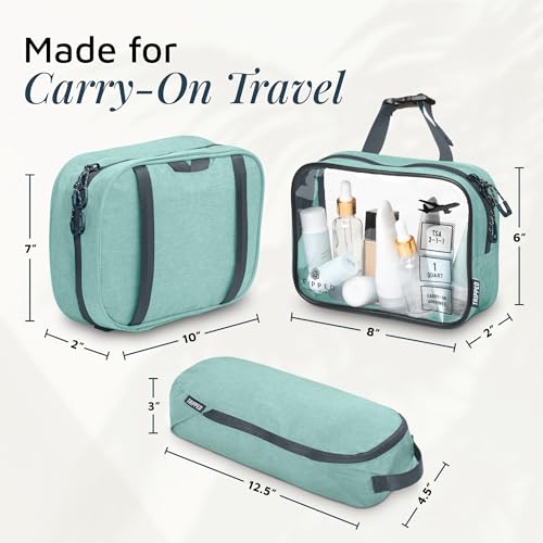 TRIPPED Travel Gear 3-Piece Travel Toiletry Bag Set | Includes Hanging Toiletry Bag, 311 TSA Liquid Bag, and Accessory Organizer Pouch with Lightweight Ripstop Construction - color: Turquoise