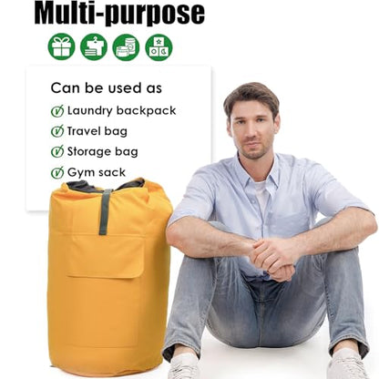 Backpack Laundry Bag, 115L Heavy Duty Extra Large College Laundry Backpack, Dirty Clothes Bag with Shoulder Straps, Laundry Hamper Bag with Drawstring Closure for College Dorm, Apartment Gold - color: Gold