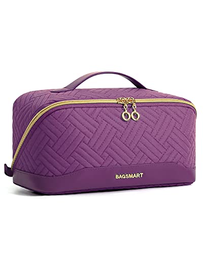 BAGSMART Puffy 메이크업 가방, 24-퍼플, 오픈 플랫 메이크업 가방 - color: 24-퍼플, size: 중형