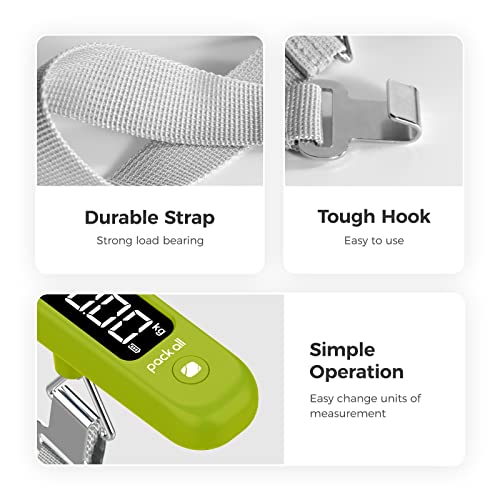 pack all Digital Luggage Scale for Travel, 110Lbs Capacity, 0.1Lb Precision - color: Apple Green