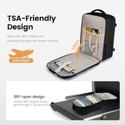 LOVEVOOK 40L Travel Backpack for Men - Airline Approved Carry On Backpack - color: Black & Gray, size: 50L-18inch