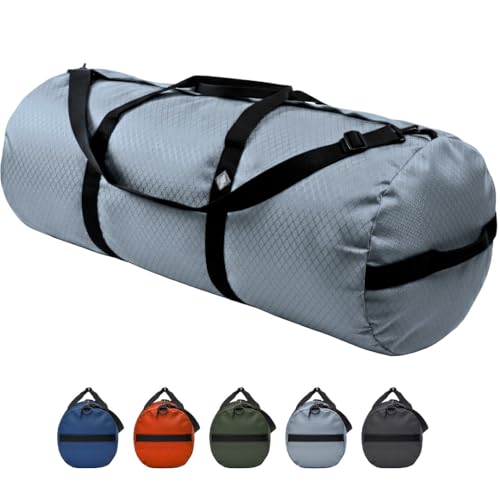 175L Extreme Heavy Duty Duffle Bag, Weatherproof Ripstop Travel Gear Bag - color: Steel Grey, size: 18” x 42" (175 Liters)