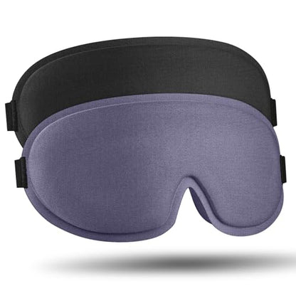 2 Pack Sleep Mask for Side Sleeper, Complete Light Blocking 3D Sleeping Eye Mask, Soft Breathable Eye Cover for Women Men, Travel, Nap, Relaxing Zero Pressure Night Blindfold (Black+Blue Grey) - color: Black+blue Grey