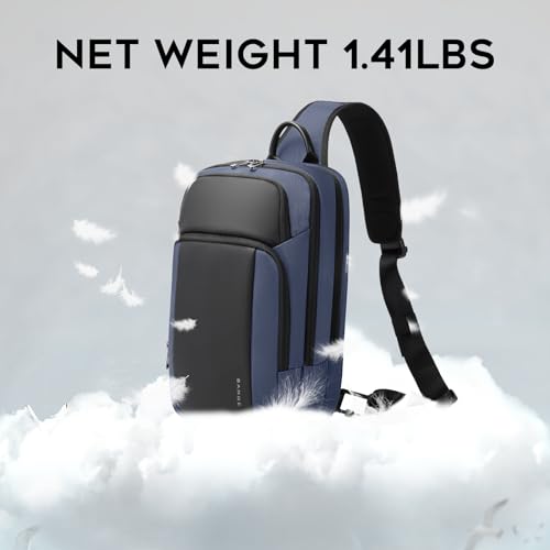 BANGE Mens Sling Bag, Large Shoulder Bag for Men Waterproof, Crossbody Bag Men with Separated Pad Compartment - color: Blue, size: Large