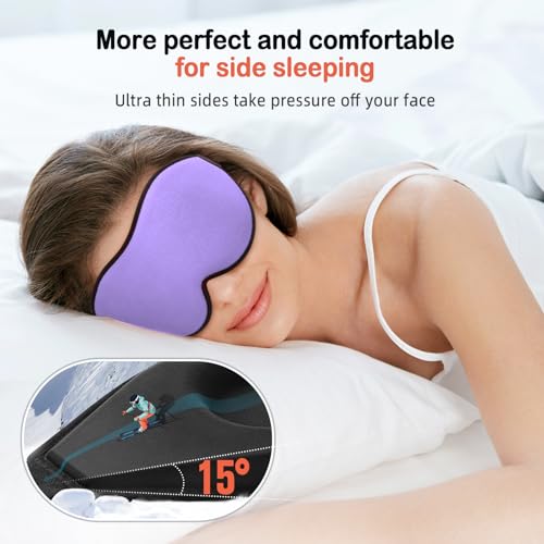 LitBear Sleep Mask for Side Sleeper Women Men, Eye Mask for Sleeping - color: Light Purple
