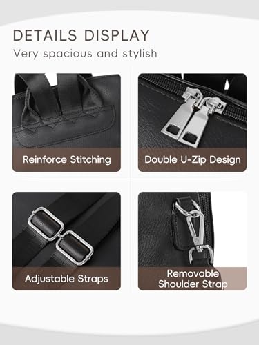 CLUCI Womens Backpack Purse PU Leather Anti-theft Fashion Designer Travel Bag Ladies Shoulder Bags - color: Top Zip-7 Black
