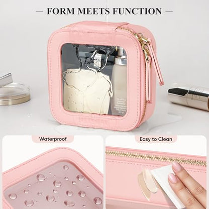Small Clear Makeup Bag for Purse, Travel Cosmetic Case, Pink, Mini - color: Pink, size: Mini
