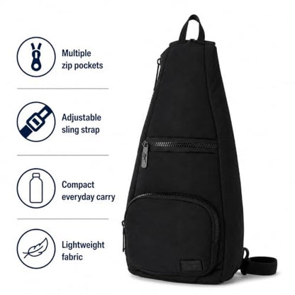 Reebok Crossbody Bags - Compact Multi-purpose Sling Bags for Women & Men - color: Maeve Black