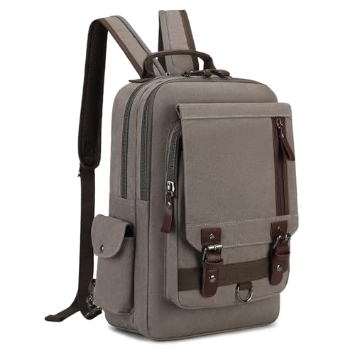 mygreen Canvas Cross Body Messenger Bag Shoulder Sling Backpack Travel Rucksack - color: Grey Xl-convertible