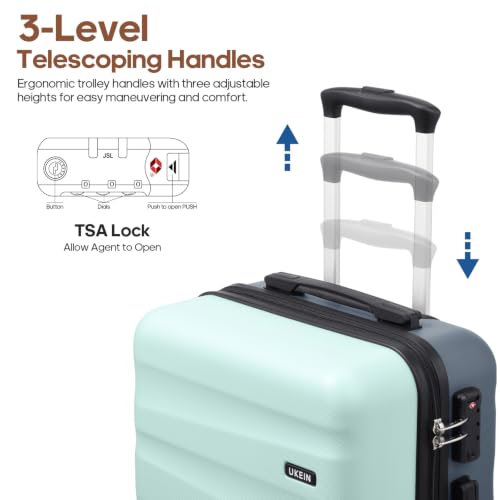 UKEIN Luggage Set with Backpack,Hardshell Carry On Luggage Airline Approved - color: Baby Blue