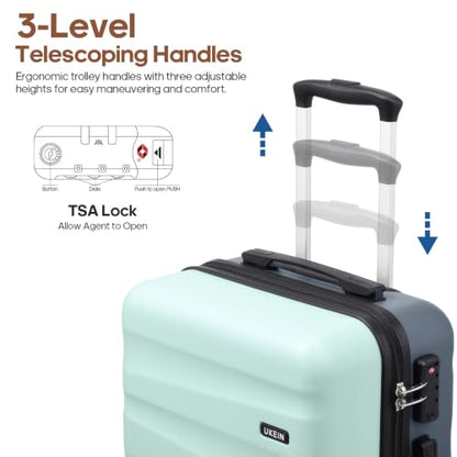 UKEIN Luggage Set with Backpack,Hardshell Carry On Luggage Airline Approved - color: Baby Blue