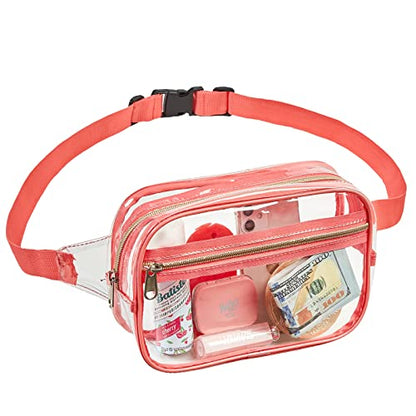 Clearworld Clear Fanny Pack, Waterproof 3-in-1 Belt Bag for Women, Pink - color: Pink