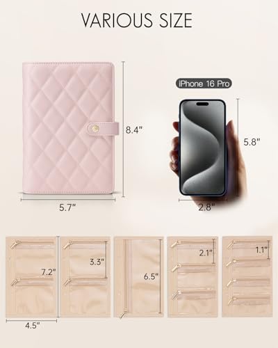 VLANDO Jewelry Travel Case,Loose-Leaf with Clear Velvet Pouches,Pink - color: 04.Pink