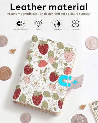 RFID Passport Holder with Tracker Slot, Leather Travel Wallet - color: Strawberry