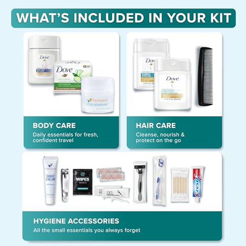 100 Pack Unisex Bulk Hygiene Kits – 20-Piece Premium Brand-Name Toiletries - size: 100 Pack