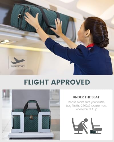 LOVEVOOK Travel Duffle Bag - Weekender & Overnight Bag with Toiletry & Wet Pocket, Carry-On Size, 3pc Set - color: Dark Green-Black, size: Extra Large