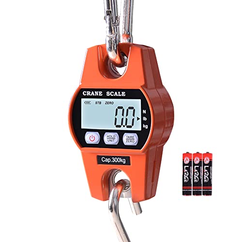 Fuzion Hanging Scale 660LB/300KG, Crane Scale with Snap-Fit Lifting Ring - color: Orange