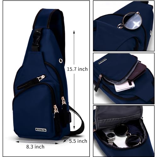 Seoky Rop Men Women Sling Backpack Shoulder Chest Crossbody Bag - color: Dark Blue