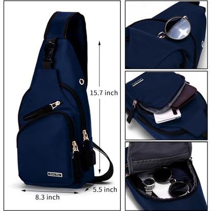 Seoky Rop Men Women Sling Backpack Shoulder Chest Crossbody Bag - color: Dark Blue