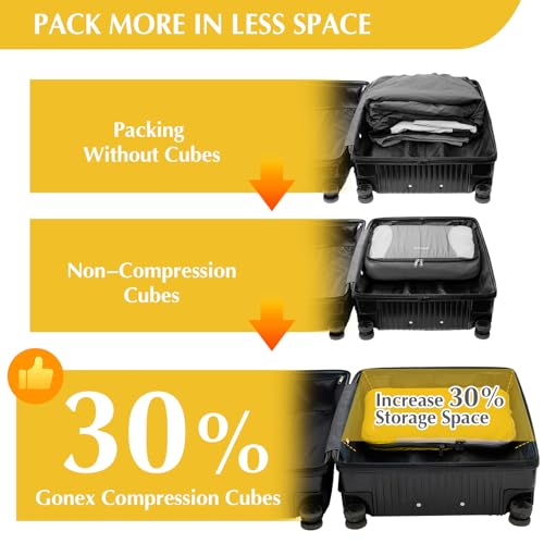 Gonex Compression Packing Cubes, 4-Piece Expandable Travel Organizers - color: 4-Apricot, size: 4 Set