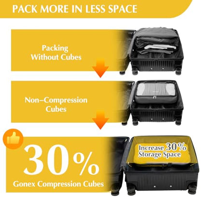 Gonex Compression Packing Cubes, 4-Piece Expandable Travel Organizers - color: 4-Apricot, size: 4 Set