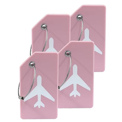4 Pcs Silicone Luggage Tag, Pink