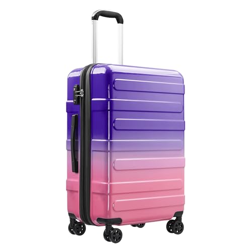 Checked Luggage, Expandable 24 Inch Hard Shell Suitcase with Spinner Wheels TSA Lock, Lightweight Travel Checked Suitcases - color: Berry, size: 24inch