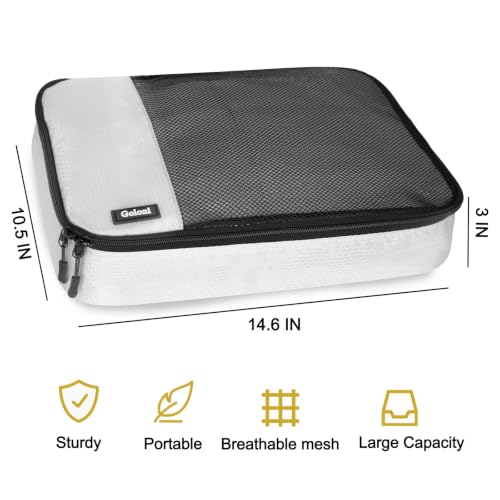 Packing Cubes for Travel,4 Set Packing Cubes for Suitcases,Lightweight Mesh Luggage Organizer Bag with Double Zipper,White - color: White