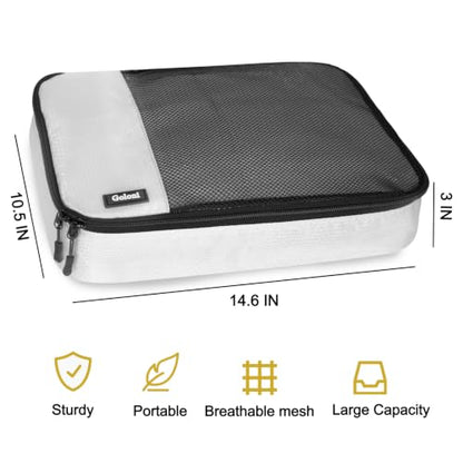 Packing Cubes for Travel,4 Set Packing Cubes for Suitcases,Lightweight Mesh Luggage Organizer Bag with Double Zipper,White - color: White
