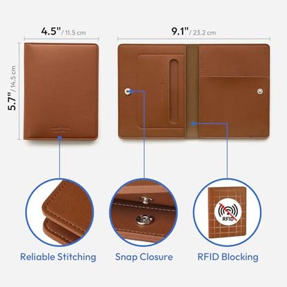 carrotez Premium RFID Blocking Leather Passport Cover – Brown - color: Brown