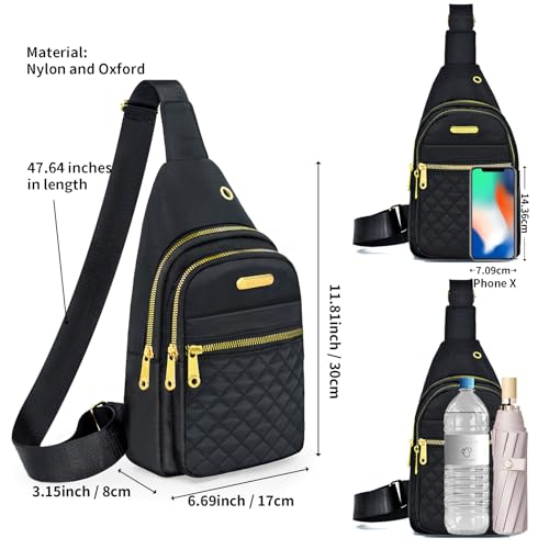 Aisijimo Small Sling Bag For Women Men Casual Crossbody Sling Backpack - color: Black-8002