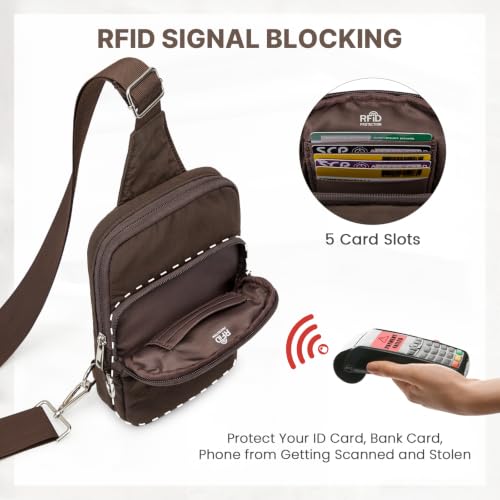 G4Free Small Crossbody Bag for Women, Anti Theft RFID Blocking Travel Purse - color: Coffee
