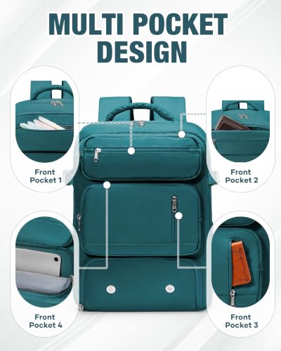 suradar Travel Backpack, 180° Open Laptop Backpack with Shoe Compartment - color: W2-peacock Blue