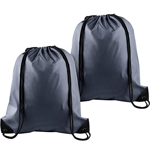 KUUQA 2 Pcs Gray Drawstring Backpack | Bulk Sports Cinch Bags, String Backpack Storage Bags, For Gym Traveling - color: Gray