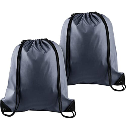 KUUQA 2 Pcs Gray Drawstring Backpack | Bulk Sports Cinch Bags, String Backpack Storage Bags, For Gym Traveling - color: Gray