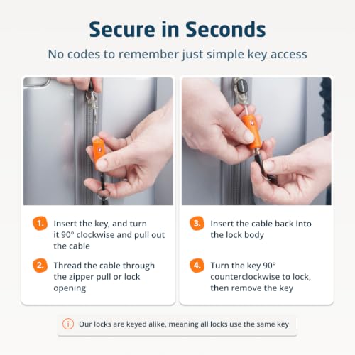 TravelMore TSA Approved Locks for Luggage with Keys, Secure Travel Locks - color: 4 Pack - Orange